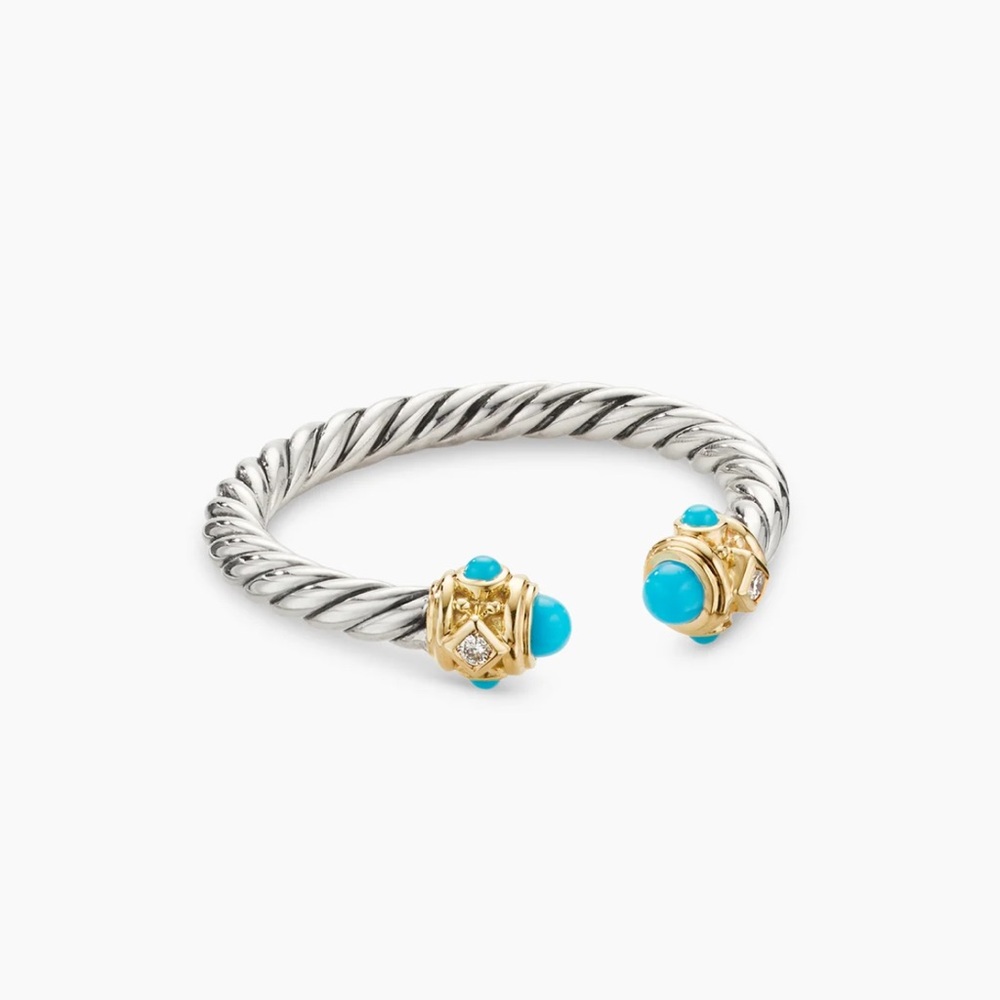 David Yurman Renaissance Ring with Turquoise, Diamonds and Gold detailing